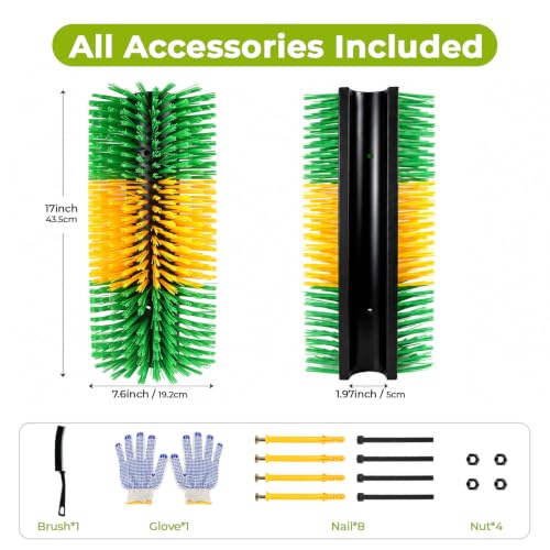 2 Pack Horse Brush Goat Scratching Post, Livestock Scratching Brush - color: Green
