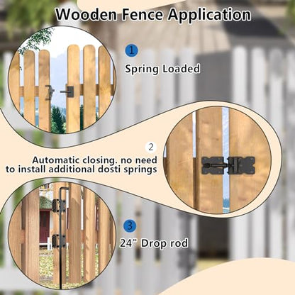 Vinyl Fence Gate Double Gate Hardware Kit Black (for Vinyl, PVC etc Fencing) Fence gate Hardware Fence Gate Kit has 4 Hinges, 1 Latch, and 1 Drop Rod(MWJ)