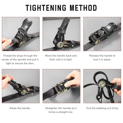 2 PCS Endless Ratchet Tie Down Straps, 1 Inch x 8 Ft Ratcheting Securing Strap with Track Spring Fittings, 1764lbs Heavy Duty Cargo Tie Down Straps for Motorcycle Trailer - color: 8 Ft