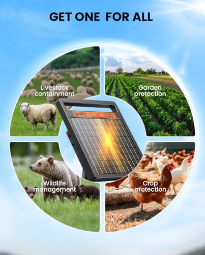 Solar Electric Fence Charger 0.7J for Poultry Livestock, 30 Mile