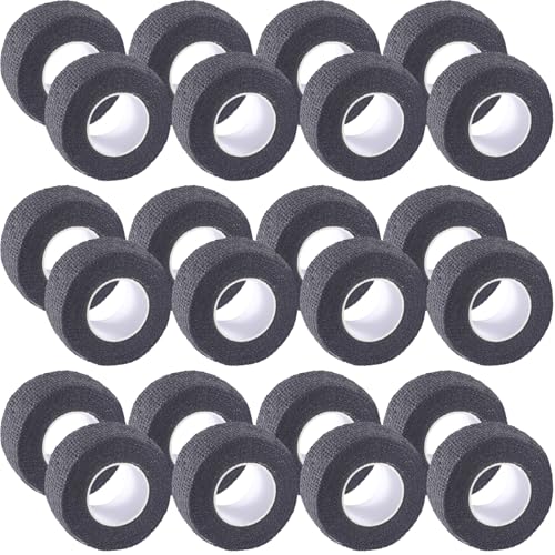 IndigoCase 24 Pack Self Adhesive Bandage Wrap 1 Inch x 5 yd Elastic Tape - color: Black, size: 1 Inch - 24 Pack