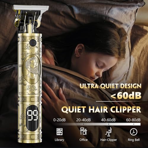 Solati Hair Clippers for Men, Professional Hair Trimmer Zero Gapped T-Blade Trimmer Cordless Rechargeable Edgers Clippers Electric Beard Trimmer Shaver Hair Cutting Kit with LCD Display Gifts for Men