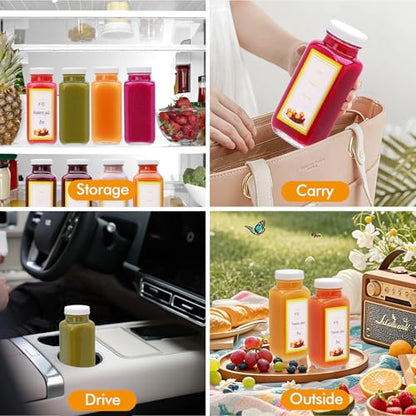 Juice Bottles With Caps 8 oz,12 Pack Glass Juicing Bottles Reusable - size: 8 Ounces