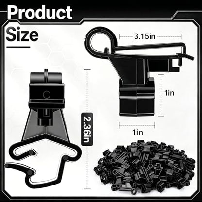 Chunful 100 Pcs T-Post Poly Tape Insulator Large Snap T-Post Holding Electric Fence Insulator for Farm Fence (Black) - color: Black