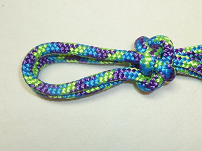 Horse Pocket Halter, Quick Catch Halter - 1/4" Polyester Rope - color: Blue/Lime/Purple CH