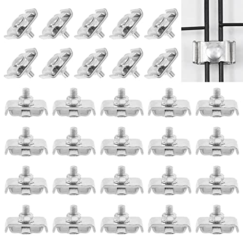 Stainless Steel Gridwall Joining Clip Connectors - 30 Sets, Panel Joining Clips, Wall Clamps for Grid Panels