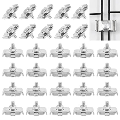Stainless Steel Gridwall Joining Clip Connectors - 30 Sets, Panel Joining Clips, Wall Clamps for Grid Panels