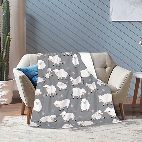 Fleece Blanket Cute Sheep Lightweight Ultra-Soft Micro Throw Blanket for Sofa Couch Bed Camping Travel - Super Soft Cozy Microfiber Blanket 50"X40" - color: Sheep (Grey), size: 50"x40"
