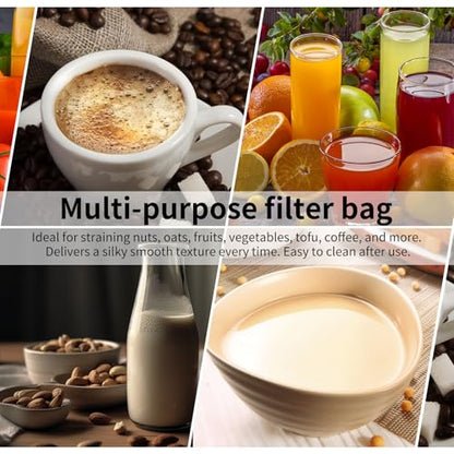 6 Pcs Nut Milk Bag 12 x 8 Inch, 200 Mesh Reusable Fine Mesh Nylon Strainer Bag, Cheese Cloth Bag for Straining Cheese, Yogurt, Juice, Coffee, Tofu, Tea, Almond Milk