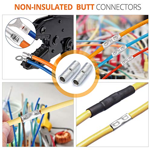 SVAAR 20PCS 8 Gauge Non-Insulated Butt Connectors 8 AWG Uninsulated Butt Splices Tinned Copper Marine Grade Seamless Barrel Crimp Butt Splice Wire Connectors & 20PCS 3:1 Adhesive Lined Heat Shrinks - size: 8 AWG