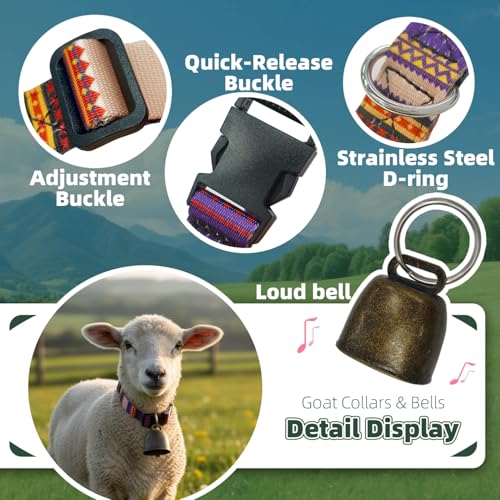 Goat Collars and Bells，Durable Nylon Adjustable Collar (Pattern) - color: Pattern, size: 3 PCS