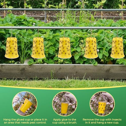 Qualirey Sticky Coating Trap with Brush and 12 Pcs Plastic Cup, Gnat Bug - style: Gnat Bug