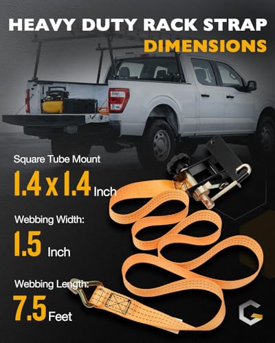 Pipe Rack Ratchet Straps, Ladder Rack Straps, Truck/Roof/Lumber Rack Straps - color: Orange (2 pcs), size: Black Square Tube