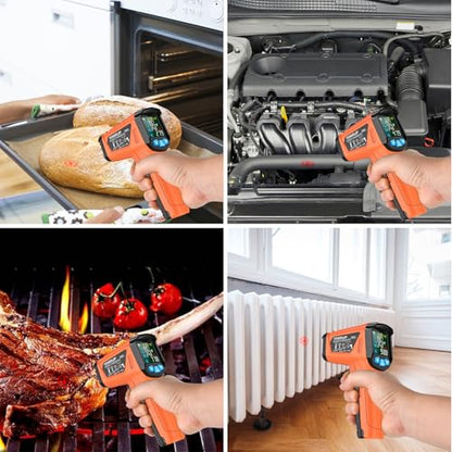 Infrared Thermometer Gun, Non Contact Digital Laser Thermometer Temperature Gun with Color LCD for Cooking, Home Repairs, Humidity Measurement, Adjustable Emissivity -58°F to 1472°F(-50~800°C) - color: Orange -58°F - 1472°F(-50-800℃)