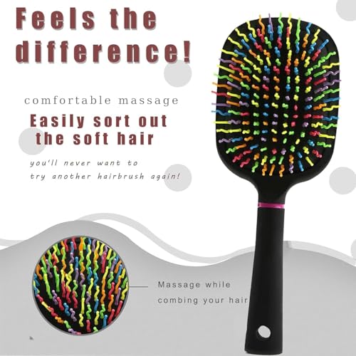 1000RB Rainbow Paddle Mane and Tail Brush Detangler Plastic Forky Comb for Horses