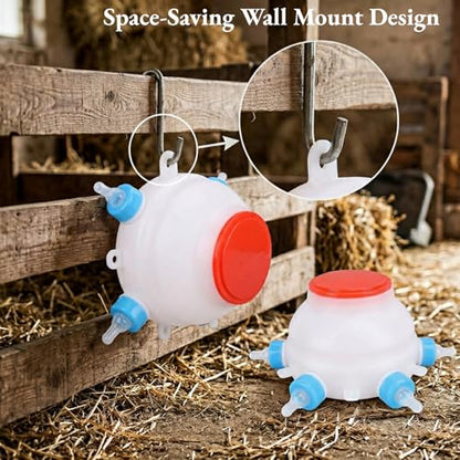 AUNMAS Lamb Feeding Bucket, Piglet Feeding Bottle with 6 Nipples, Livestock Milk Jug for Farm Animal Goat Lambs Dog