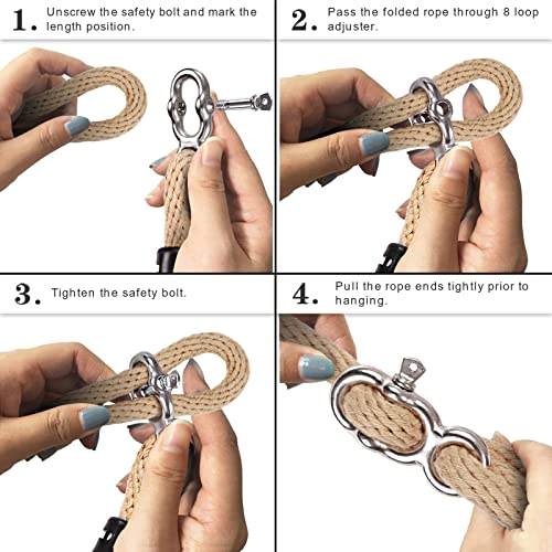 SELEWARE 6.5ft Tree Swing Rope, Adjustable Hammock Straps Hanging Kit - color: Beige1-1 Pack, size: 6.5ft