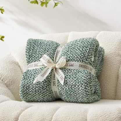 Snuggle Sac Green Throw XL Blanket 50x70,Super Soft Warm Blankets Oversized Throw Knit Blankets Fuzzy Plush Blanket, Heather Green, 50x70 inches - color: Green, size: Throw-XL (50"x70")