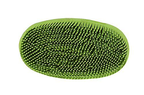 Grewal Equestrian Oval Face Grooming & Bathing Curry Brush for Horses, Dogs, Cats, & Other Pets - Very Soft Bristles (Lime Green) - color: Lime Green