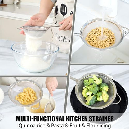 18/10 Stainless Steel Fine Mesh Strainer Set, 3 Sizes, 40 Mesh - color: Light Green
