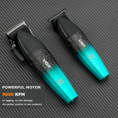 VGR 640 Professional Hair Clippers for Men with Clipper Trimmer Set, Green - color: Green