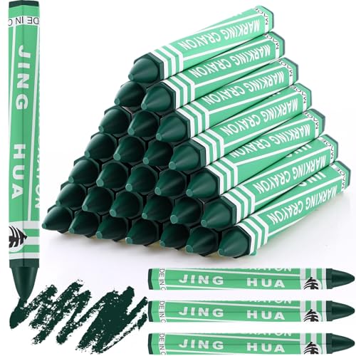 MotiMind 60 Pcs Industrial Lumber Crayons Bulk Wax Tire Marker Construction Marker for Craft Detailed Marking on Lumber Metal Carton Ceramics Concrete Glass Plastic 4.45" x 0.43" (Green) - color: Green