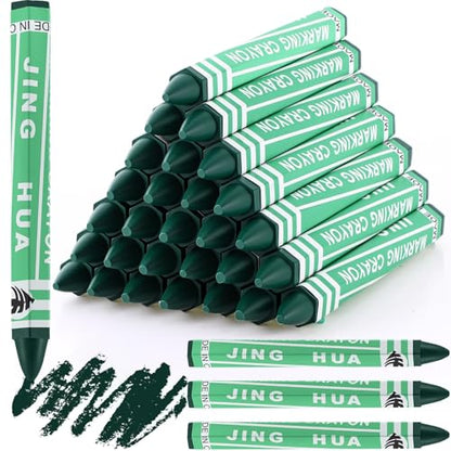 MotiMind 60 Pcs Industrial Lumber Crayons Bulk Wax Tire Marker Construction Marker for Craft Detailed Marking on Lumber Metal Carton Ceramics Concrete Glass Plastic 4.45" x 0.43" (Green) - color: Green
