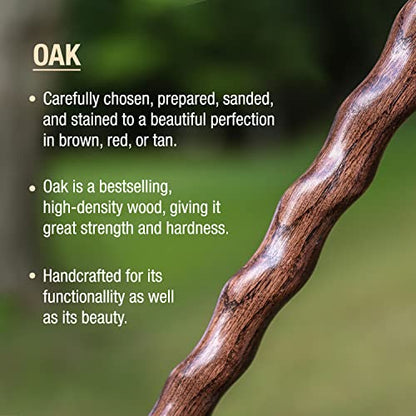 Brazos Handcrafted Wood Walking Cane, Twisted Oak, Traditional Style Handle, for Men & Women, Made in The USA, 37" - color: Red
