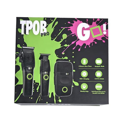 TPOB Professional Barber Clippers Go Edition Clipper Trimmer Shaver Set (Black) - color: Black
