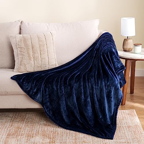 Berkshire Blanket Classic VelvetLoft® Solid Throw Blanket, Lightweight Soft Fuzzy Plush Throw Blanket for Bed and Couch, Dress Blues, 50x60 Inches - color: Dress Blues, size: Throw/Throw XL