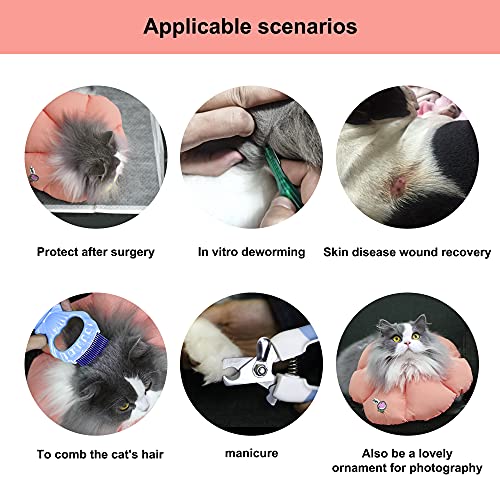 HiDREAM Cat Cone Collar,Cute Waterproof Elizabethan e Collar for Cats,Anti-Bite Lick Wound Healing Safety Cat Recovery Collar,All-Season Style - color: Pink flowers, size: Large