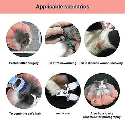 HiDREAM Cat Cone Collar,Cute Waterproof Elizabethan e Collar for Cats,Anti-Bite Lick Wound Healing Safety Cat Recovery Collar,All-Season Style - color: Pink flowers, size: Large