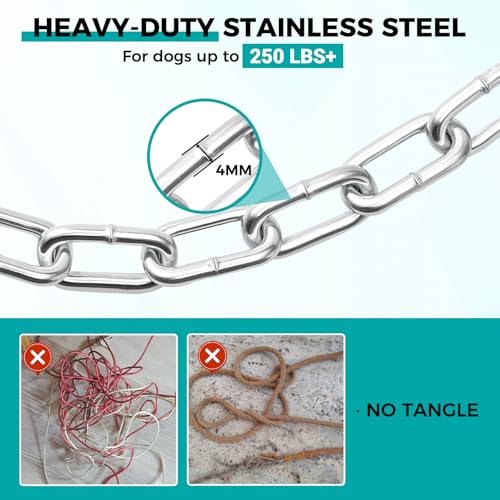 Heavy Duty Dog Chain for Yard, 15 FT Galvanized Chain Leash, 4 mm - size: 0.16 in x 15 ft