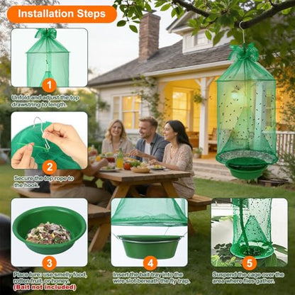 Reusable Outdoor Fly Trap Hanging Fly Catcher with Brush-4 Pack - size: 4 Packs