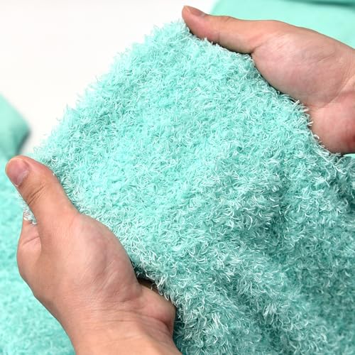 Surf turtle Mint Green Curly Teddy Fleece Faux Fur Fabric 36" x 59" - color: Mint Green, size: 36 x 59 inches