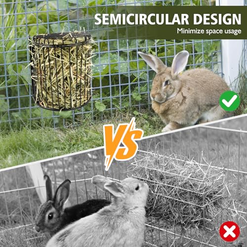 Bunny Hay Feeder, Semicircular Space-Saving Design, Black - size: Semicircular feeder