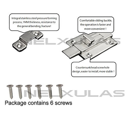 Stainless Steel Door Latch Sliding Lock Barrel Bolt (2-1/2") - style: 2-1/2"