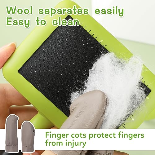 2 Pcs 7.67" x 4.48" Large Wooden Wool Carders for Needle Felting - color: Green Wool Carders