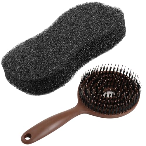 Horse Grooming Kit with Scrubber Sponge & Mane and Tail Brush
