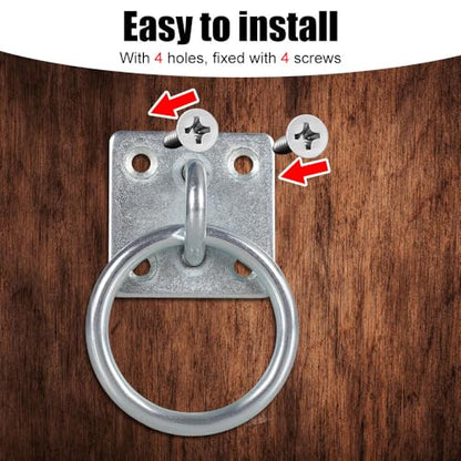 Tie Ring for Horses, Heavy Duty Hitching Rings with 4 Screws, Wall Mounted Horse Stable Supplies for Horse Barn