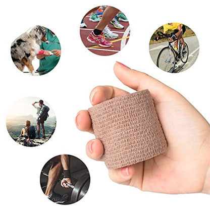 2 Inches Self Adhesive Bandage Wrap Cohesive Wrap, 9 Pack, Brown - color: Brown, size: 2 Inch