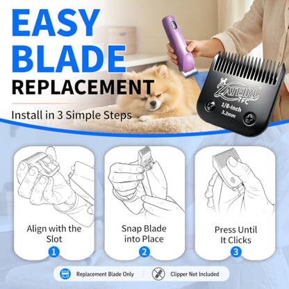3 Pack Pet Grooming Clipper Blades with Steel Cutters, Sizes 10, 30 & 7FC, Black, Compatible with Andis, Oster A5, Wahl KM10 A5 Style Dog Clippers - color: Black, size: 10# + 30# + 7FC