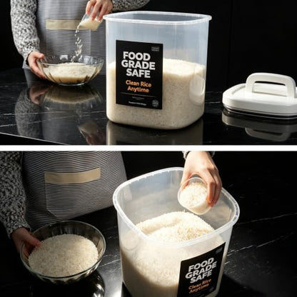 10 Lbs Rice Container Storage with Measuring Cup - color: LG-5KG
