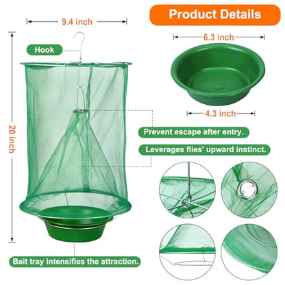Reusable Ranch Fly Traps Outdoor Hanging Fly Cage-10 Pack - size: 10 pack
