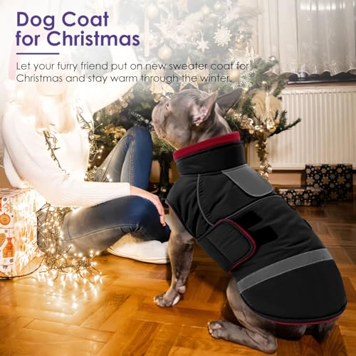Dog Coat, Warm Dog Jacket for Small Dogs with Fleece Lined - color: Black, size: X-Small
