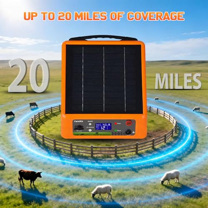 20 Miles 2J Solar Powered Electric Fence, 6-12KV Adjustable Output