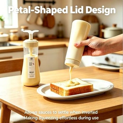 Condensed Milk Container, 12oz/350ml Condensed Milk Dispenser with Lid, Plastic Squeeze Bottle for Coffee, Honey, Ketchup, Salad Dressing, Mustard