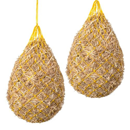 Slow Feed Hay Nets for Horses, 2 Pack,40 Inch,2 Inch Holes,Yellow - color: Yellow