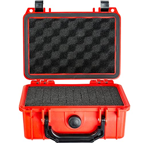 Eylar Compact 8.12 Inch Hard Protective Medical Case EMT First Responder and First Aid Service Storage Box, Waterproof, Dustproof, Shockproof with Foam (Red) - color: Red
