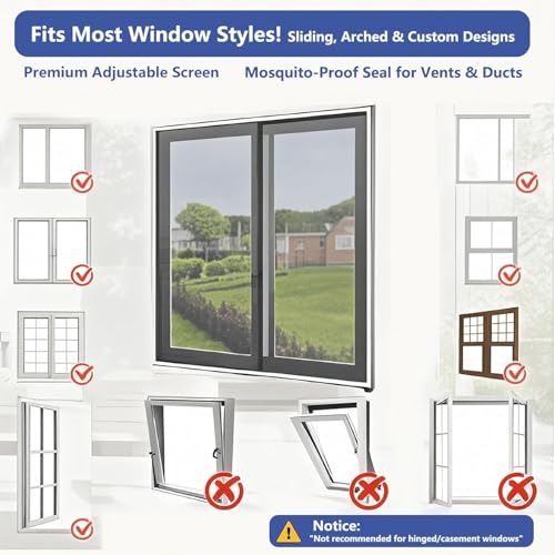 Adjustable Self-Adhesive DIY Window Screen, Cut-to-Size Mesh max 47x73 - color: White